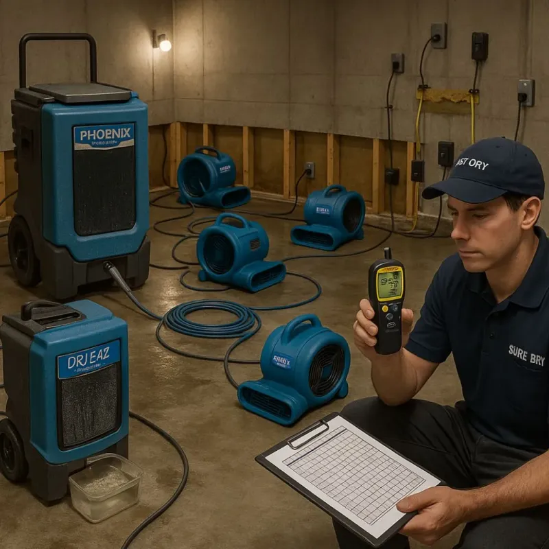 Structural Drying and Dehumidification process in Hemlock, MI